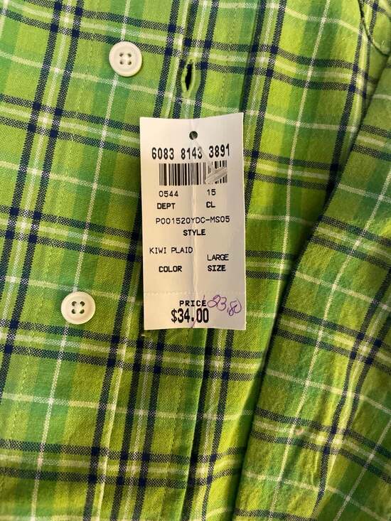 Club Room Men's Kiwi Plaid Long Sleeve Button Down Shirt Size Large - Picture 3 of 3